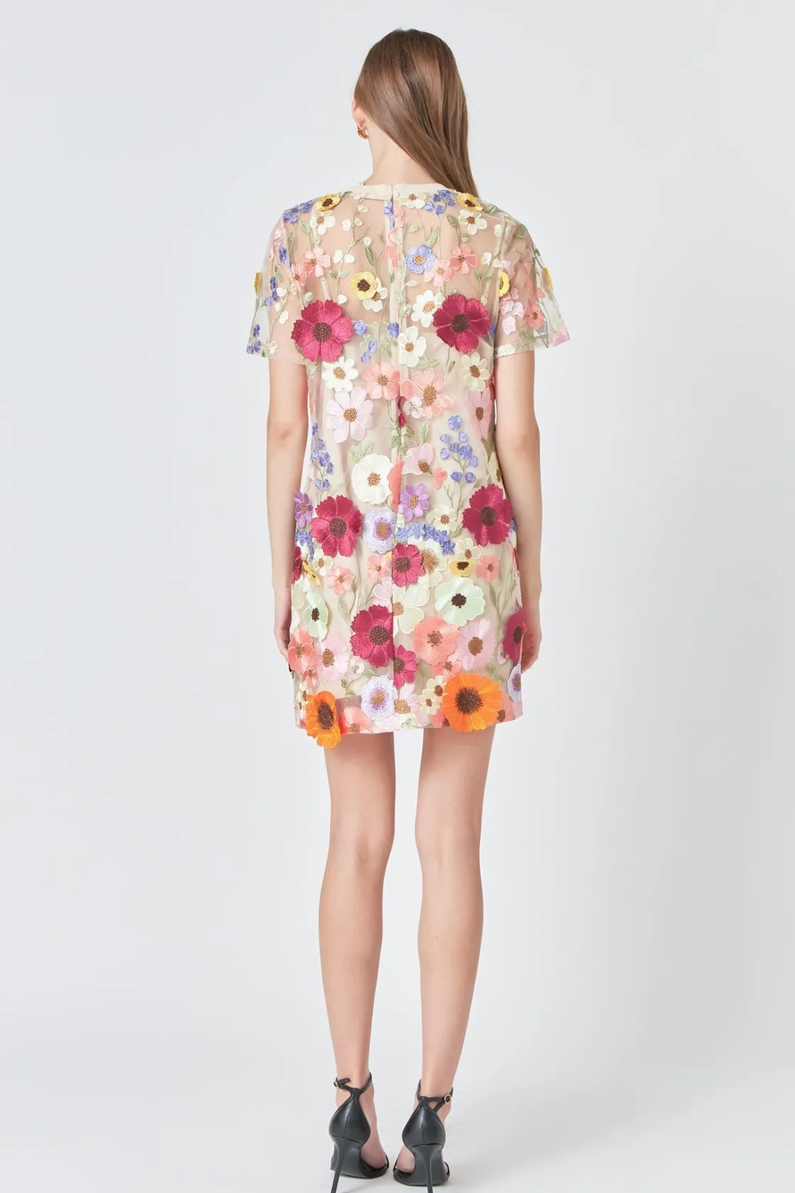 endless_rose__floral_appl_2.webp ENDLESS ROSE Floral Dresses*- Floral Applique Mini Dress NUDE