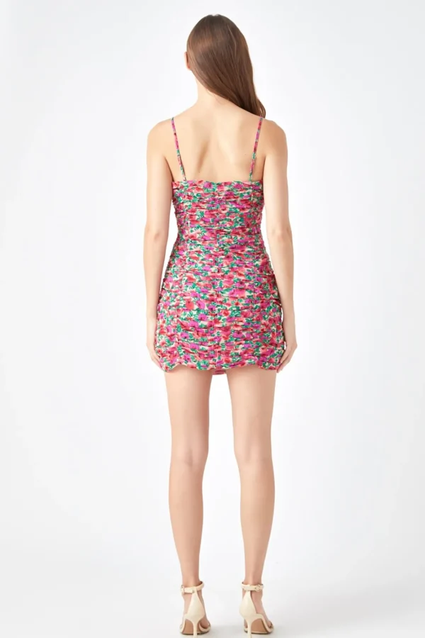 ENDLESS ROSE Bodycon Dresses | Floral Dresses*- Floral Double Knot Ruched Mini Dress MAGENTA