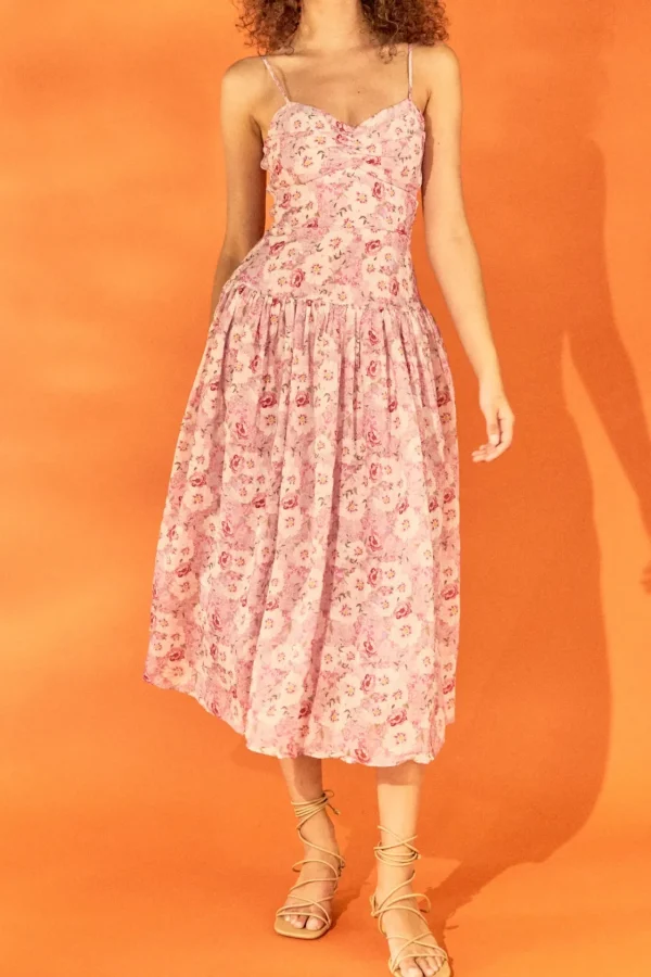 ENDLESS ROSE Tops*- Floral Drop Waist Maxi Dress PINKMULTI