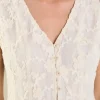 ENDLESS ROSE Tops*- Floral Embroidery Lace Vest OFFWHITE