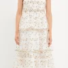 ENDLESS ROSE White Dresses | Floral Dresses*- Floral Embroidery Scalloped Hem Tiered Dress WHITEMULTI