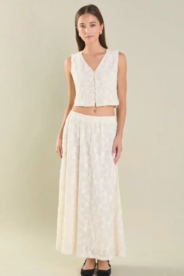 ENDLESS ROSE Tops*- Floral Embroidery Lace Vest OFFWHITE