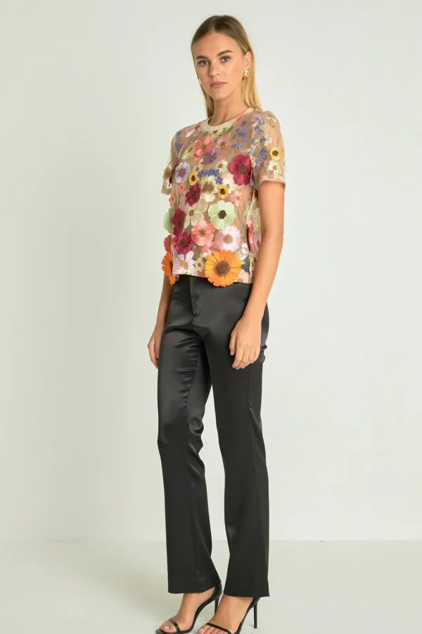 ENDLESS ROSE Tops*- Floral Embroidered Top