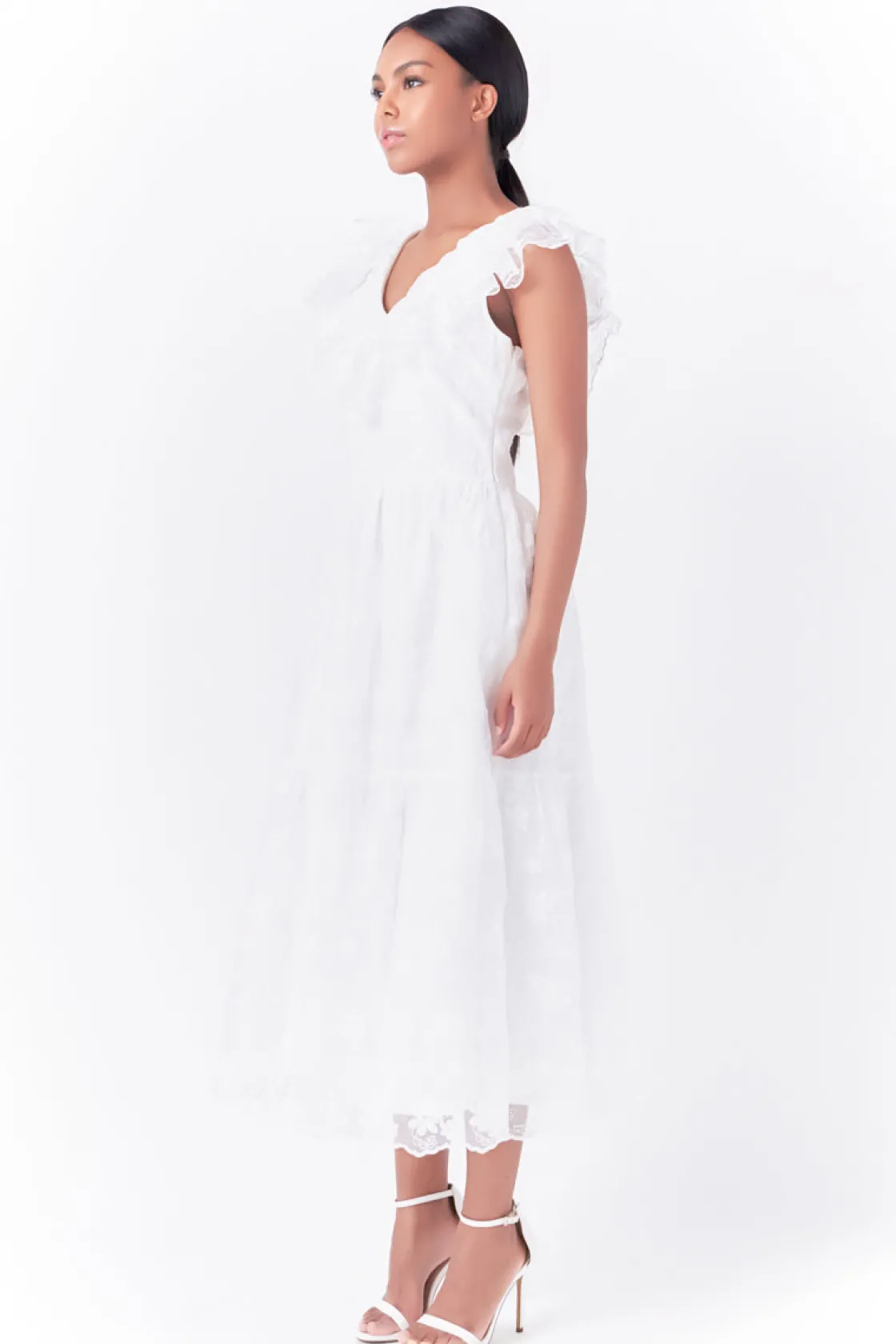 endless_rose__floral_embr_1-9.webp ENDLESS ROSE White Dresses | Tops*- Floral Embroidery Organza Midi Dress OFFWHITE