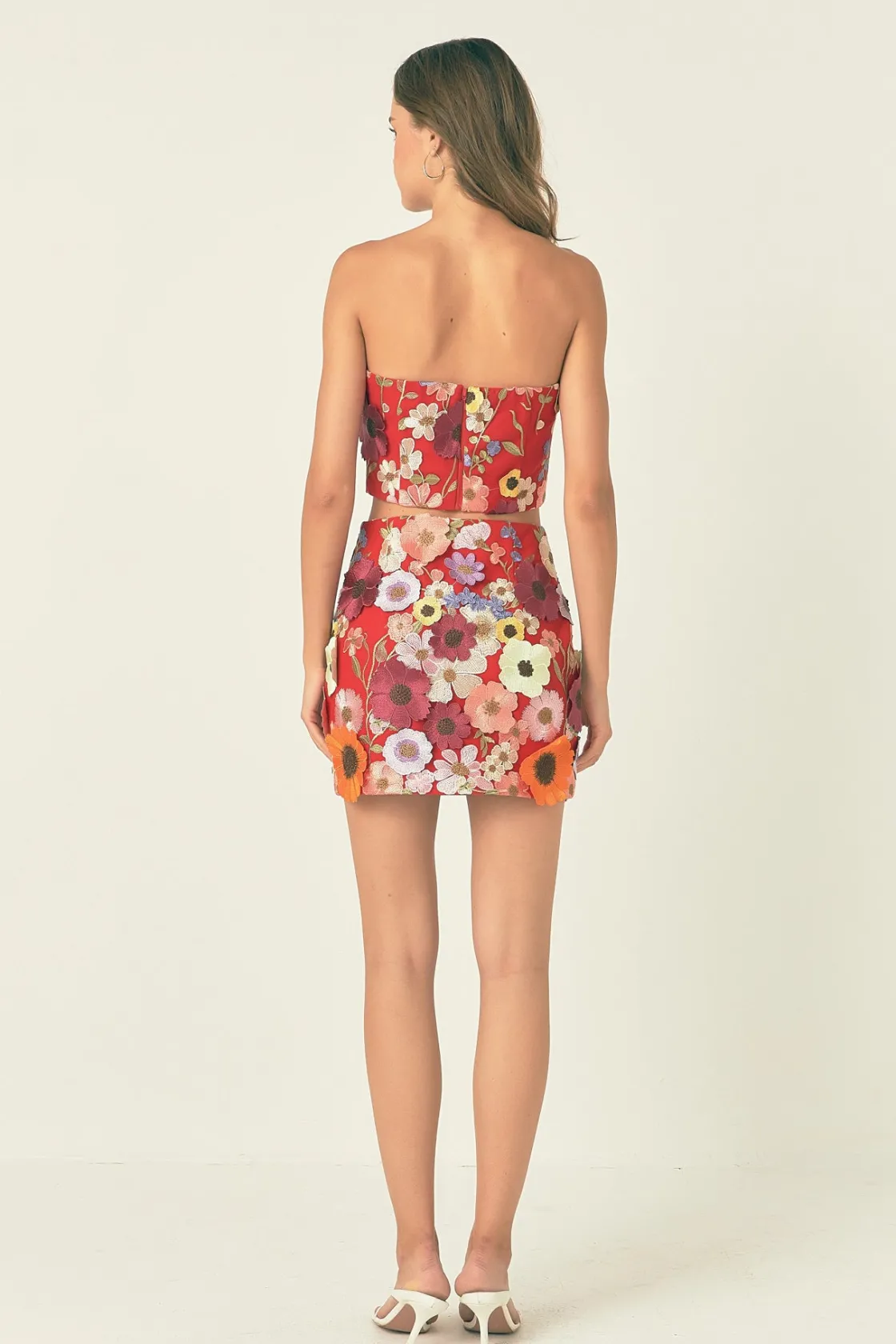 endless_rose__floral_embr_2-5.webp ENDLESS ROSE Matching Sets | Skirts*- Floral Embroide Skirt RED