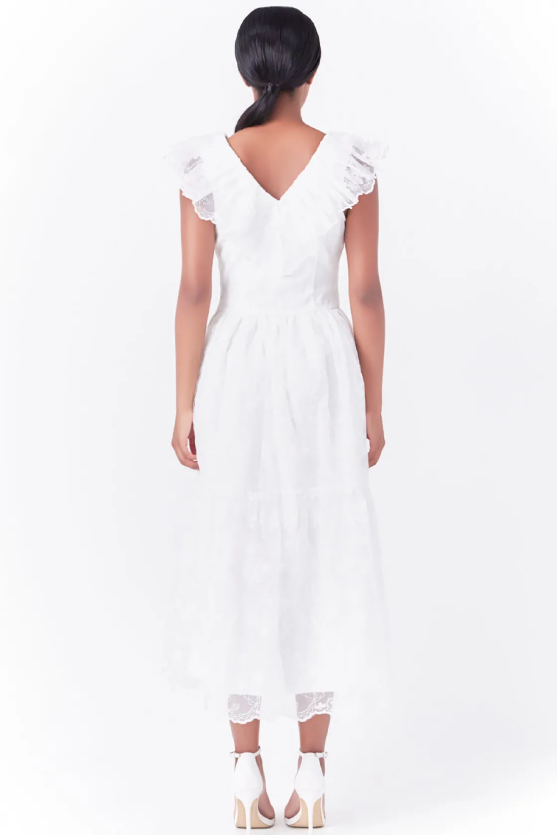 endless_rose__floral_embr_2-9.webp ENDLESS ROSE White Dresses | Tops*- Floral Embroidery Organza Midi Dress OFFWHITE