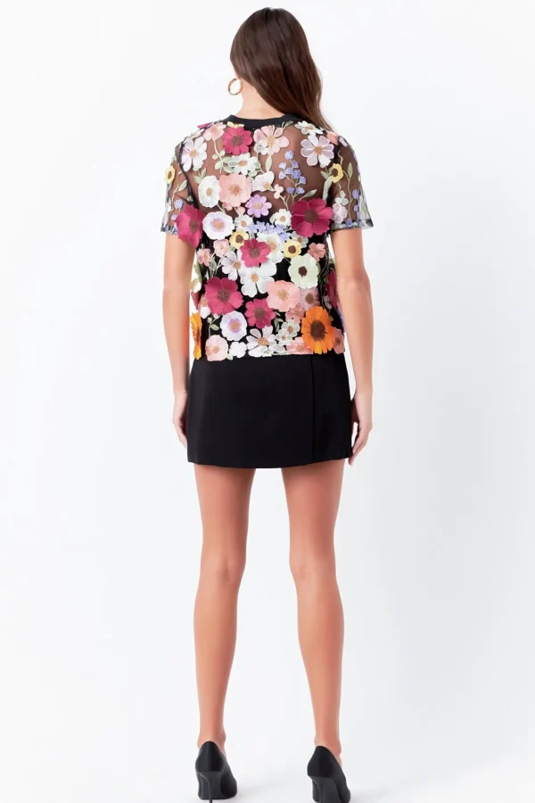 ENDLESS ROSE Tops*- Floral Embroidered Top