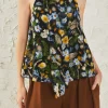 ENDLESS ROSE Tops*- Floral Halter Top BLACKMULTI