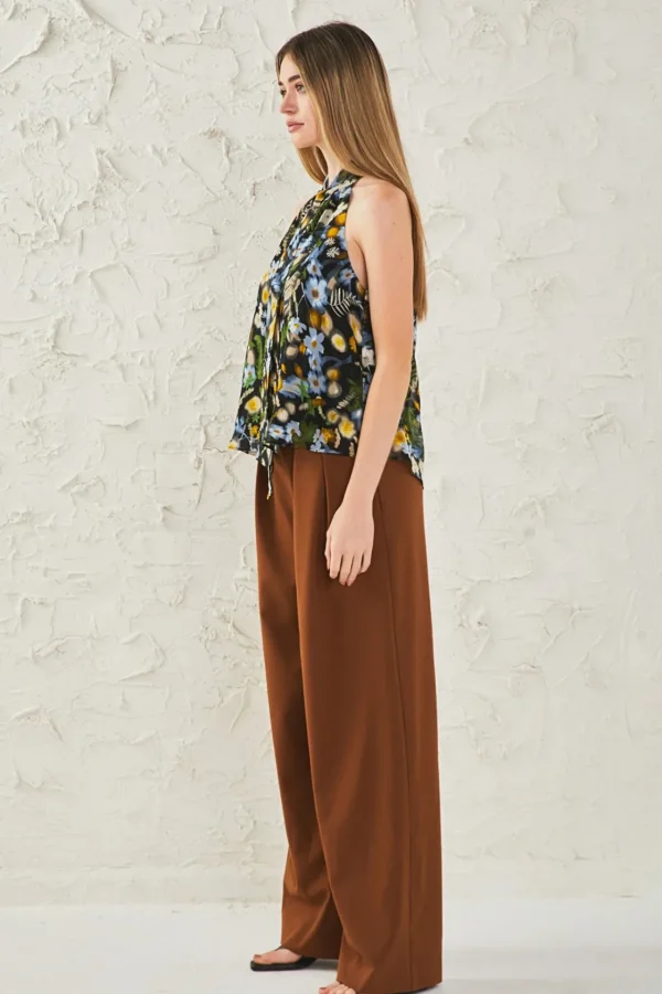 ENDLESS ROSE Tops*- Floral Halter Top BLACKMULTI