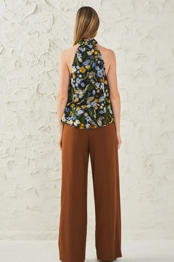 ENDLESS ROSE Tops*- Floral Halter Top BLACKMULTI