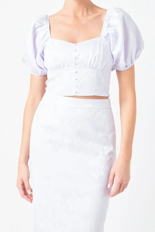 ENDLESS ROSE Tops*- Floral Jacquard Top LAVENDER