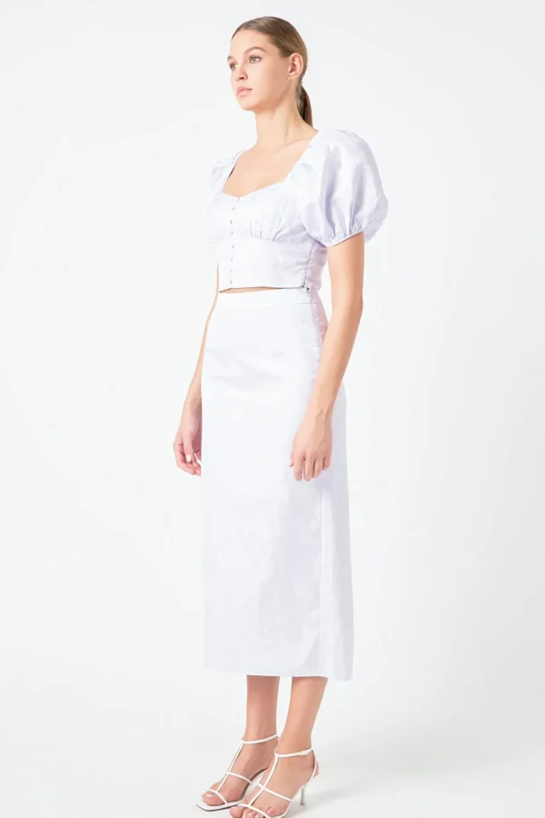 ENDLESS ROSE Skirts | Tops*- Floral Jacquard Maxi Skirt LAVENDER