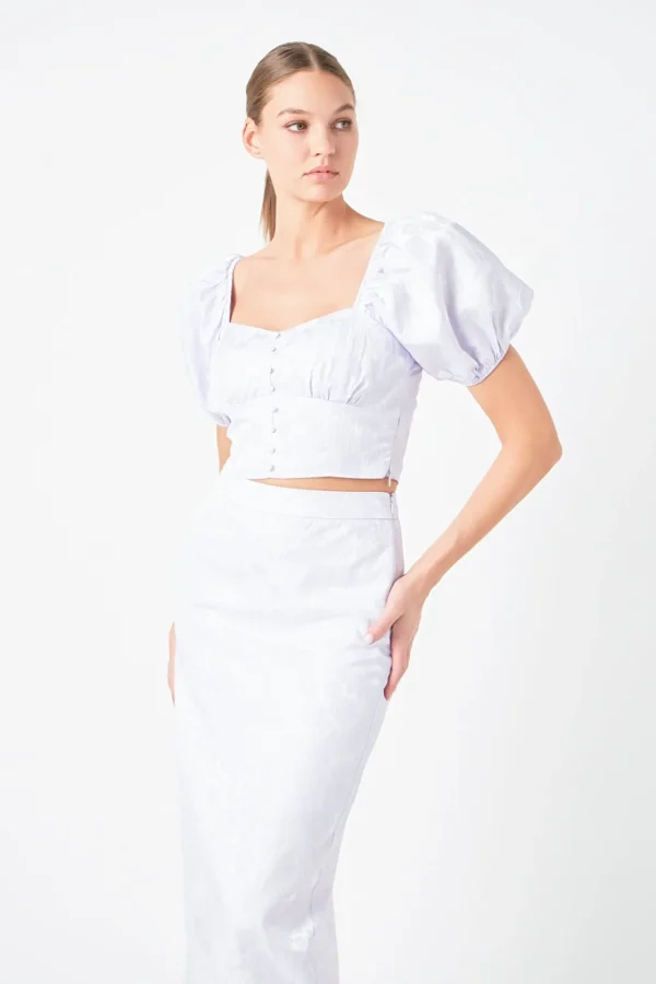 ENDLESS ROSE Tops*- Floral Jacquard Top LAVENDER
