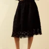 ENDLESS ROSE Skirts | Tops*- Floral Lace Midi Skirt BLACK