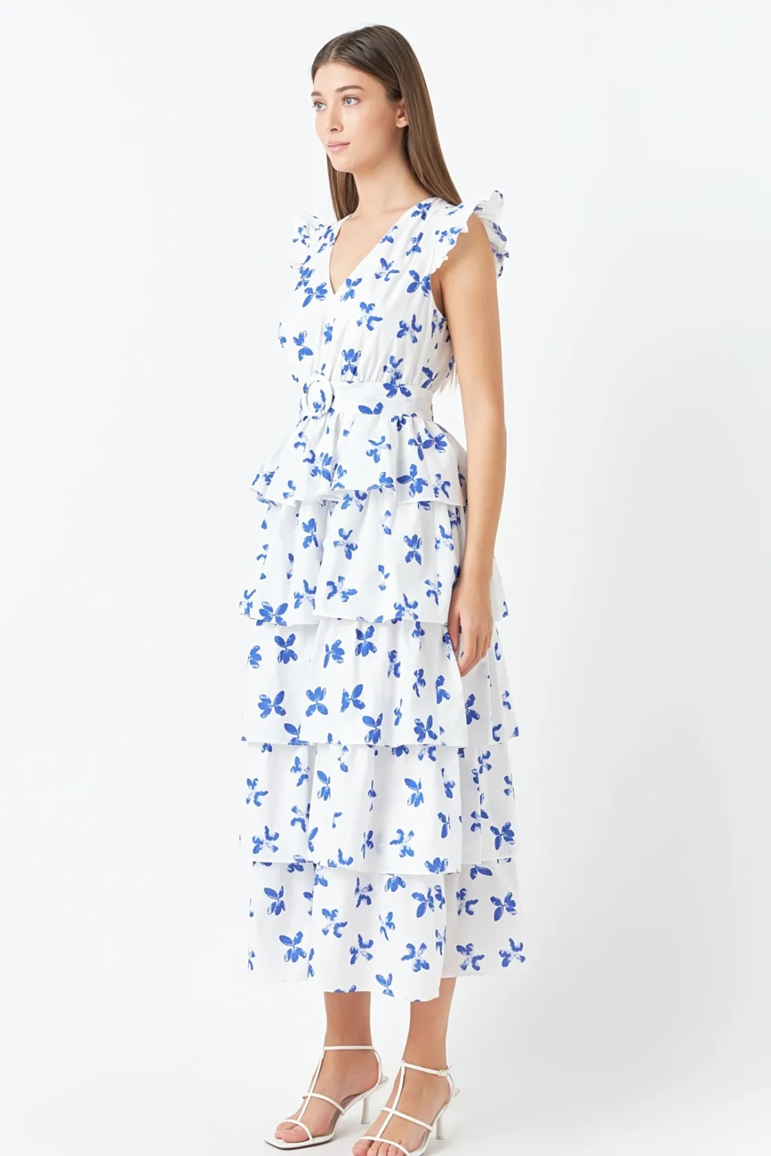 endless_rose__floral_laye_1.webp ENDLESS ROSE Tops*- Floral Layered Long Dress WHITE/BLUE
