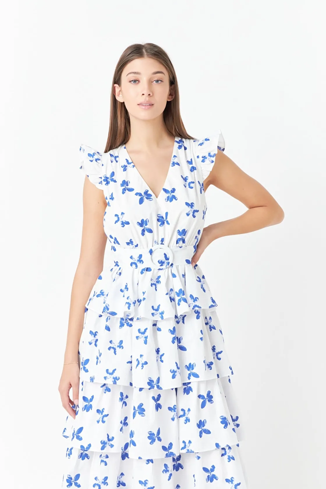 endless_rose__floral_laye_3.webp ENDLESS ROSE Tops*- Floral Layered Long Dress WHITE/BLUE