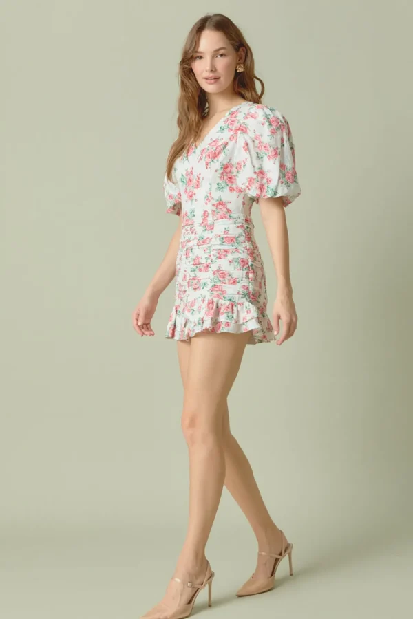 ENDLESS ROSE Matching Sets | Skirts*- Floral Linen Ruffled Mini Skirt IVORY