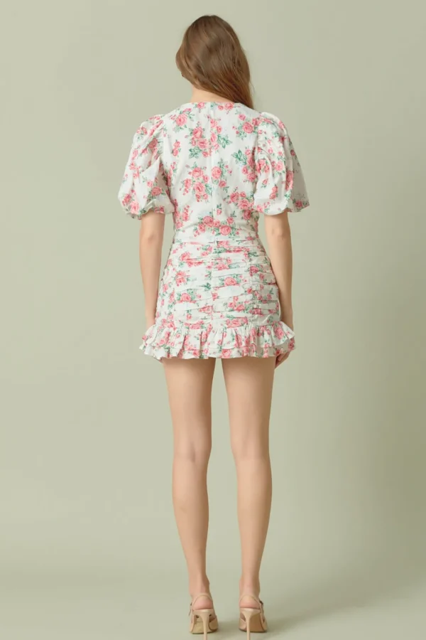 ENDLESS ROSE Matching Sets | Skirts*- Floral Linen Ruffled Mini Skirt IVORY