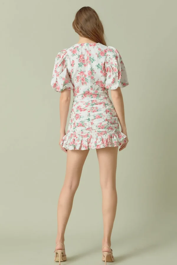 ENDLESS ROSE Matching Sets | Tops*- Floral Linen Puff Sleeve Top IVORY