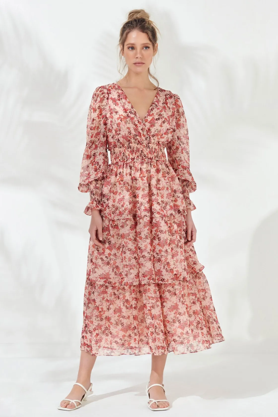 endless_rose__floral_long_3.webp ENDLESS ROSE Print Takeaway | Bow Tie*- Floral Long-Sleeve Maxi Dress PINKMULTI