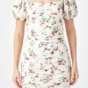 ENDLESS ROSE White Dresses | Floral Dresses*- Floral Mesh Ruched Mini Dress with Short Sleeves WHITEMULTI