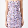 ENDLESS ROSE Floral Dresses | Tops*- Floral Mesh Mini Dress with Ruched Detail PURPLEMULTI