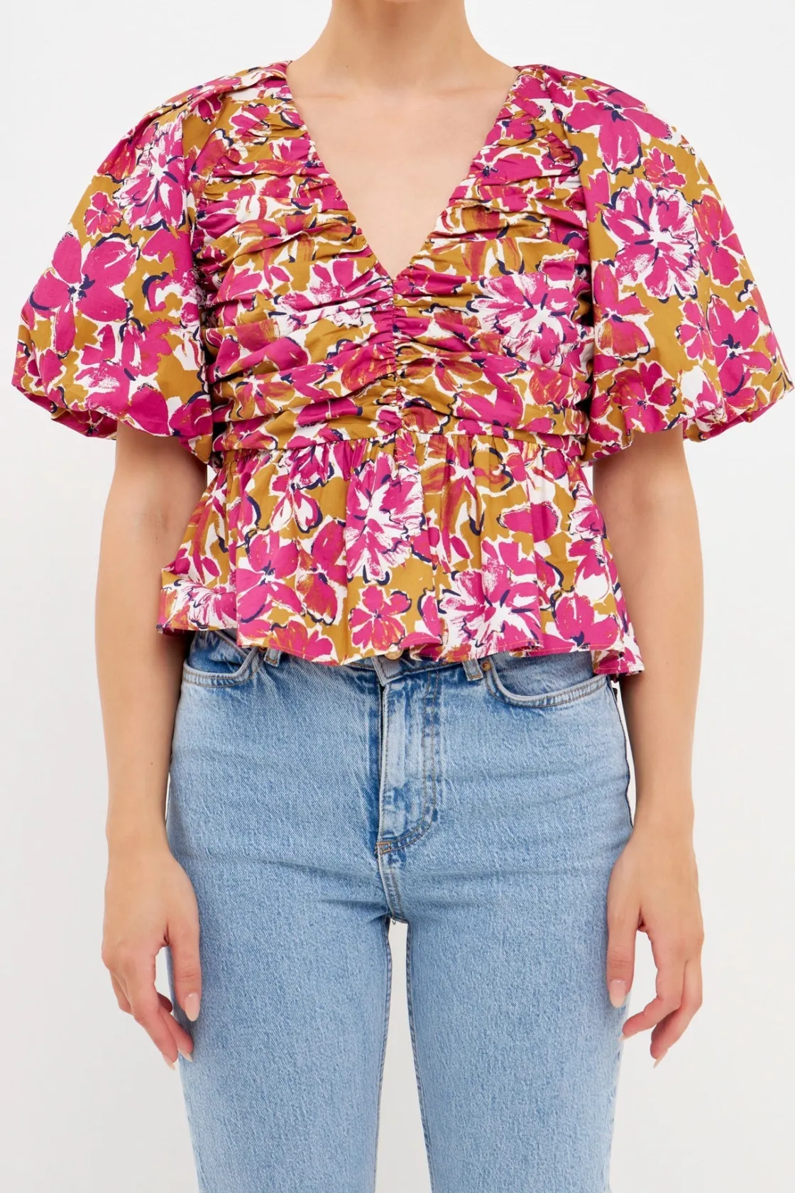 endless_rose__floral_plea_0-1.webp ENDLESS ROSE Tops*- Floral Pleated Top PINKMULTI