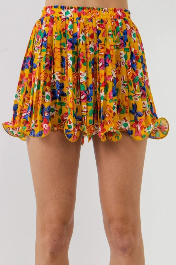 ENDLESS ROSE Skirts | Tops*- Floral Pleated Mini Skirt YELLOW