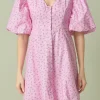ENDLESS ROSE Tops*- Floral Print Mini Dress with Button Detail LILAC