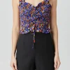 ENDLESS ROSE Tops*- Floral Print Smocked Top BLACKMULTI