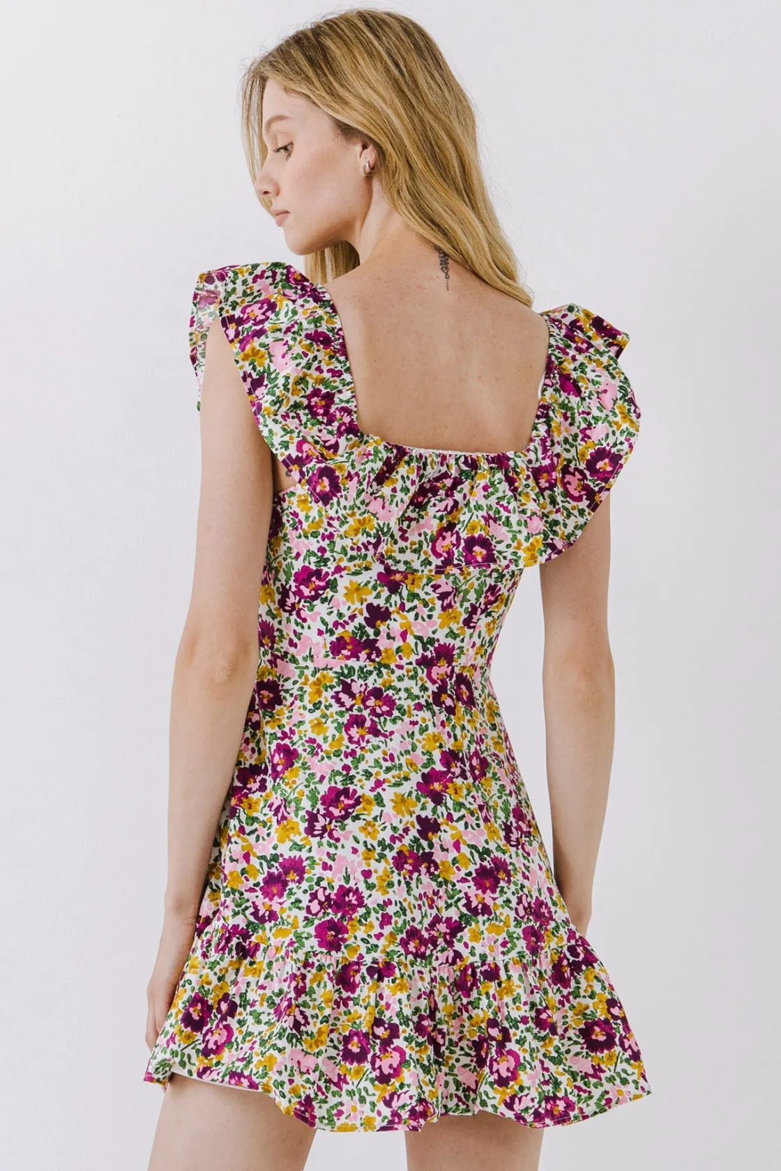 endless_rose__floral_prin_2-2.webp ENDLESS ROSE Tops*- Floral Print Ruffled Dress WHITEMULTI