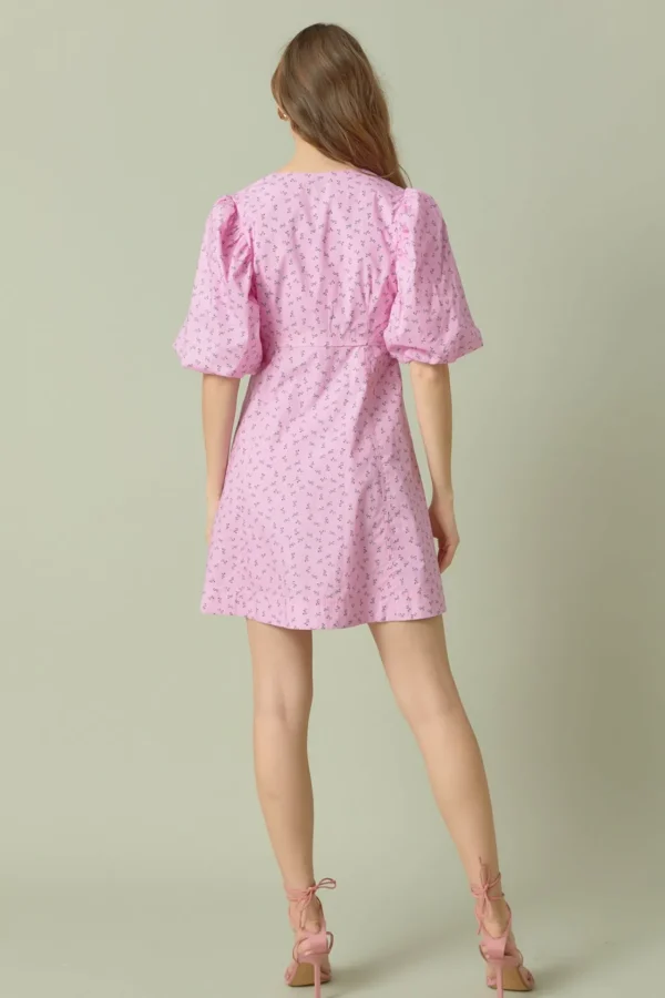 ENDLESS ROSE Tops*- Floral Print Mini Dress with Button Detail LILAC