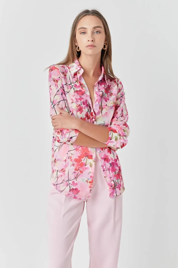 ENDLESS ROSE Shirts & Blouses*- Floral Print Oversize Shirt MULTI