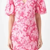 ENDLESS ROSE Floral Dresses | Tops*- Floral Puff Sleeve Mini Dress RED/PINK