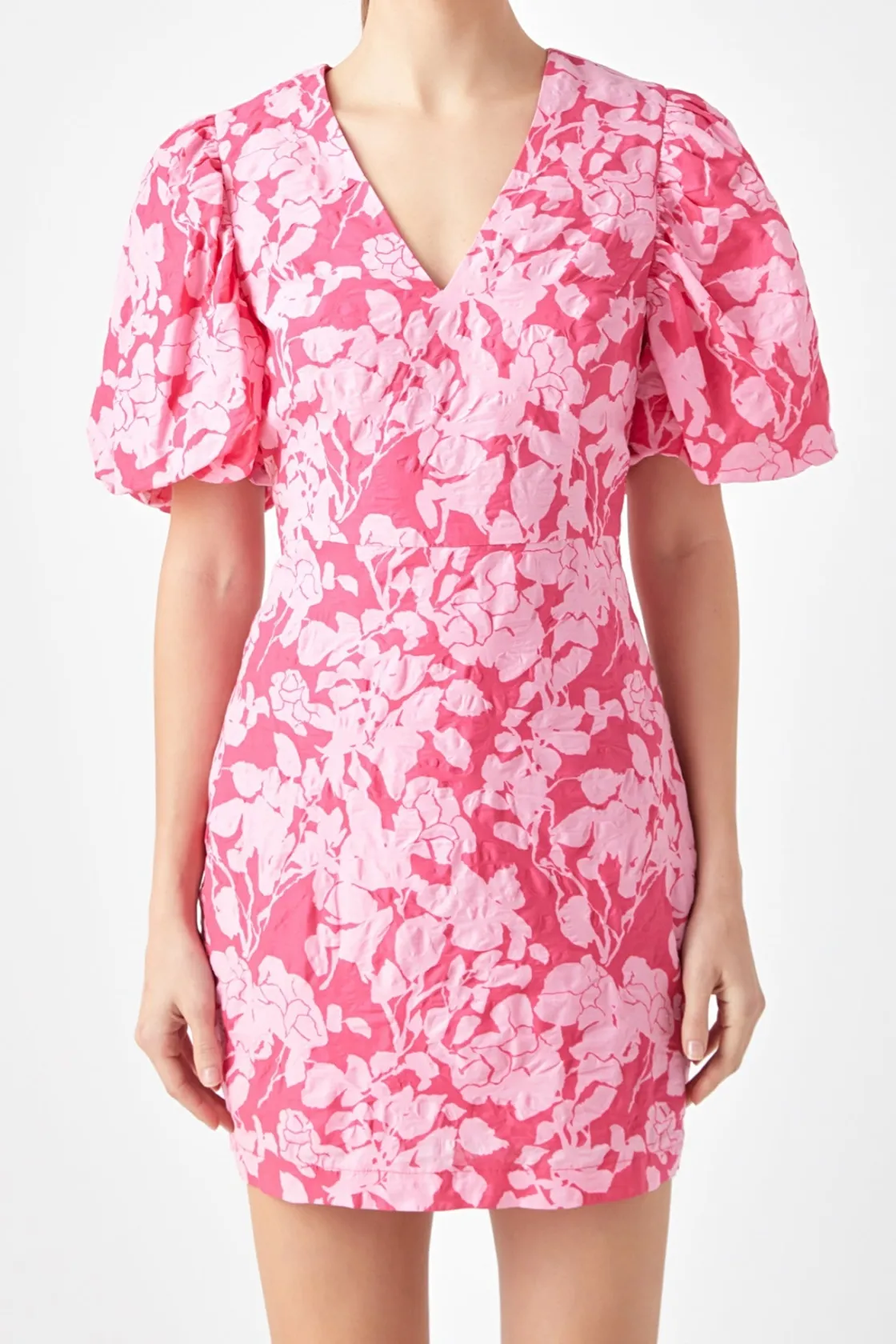 endless_rose__floral_puff_0-3.webp ENDLESS ROSE Floral Dresses | Tops*- Floral Puff Sleeve Mini Dress RED/PINK