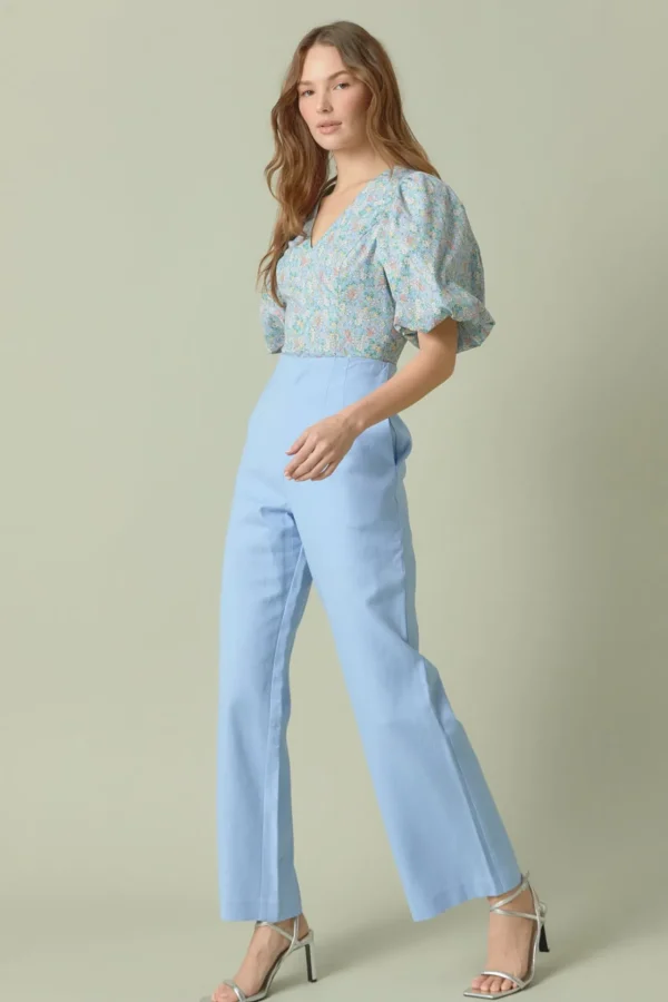 ENDLESS ROSE Tops*- Floral Puff Sleeve Cropped Top