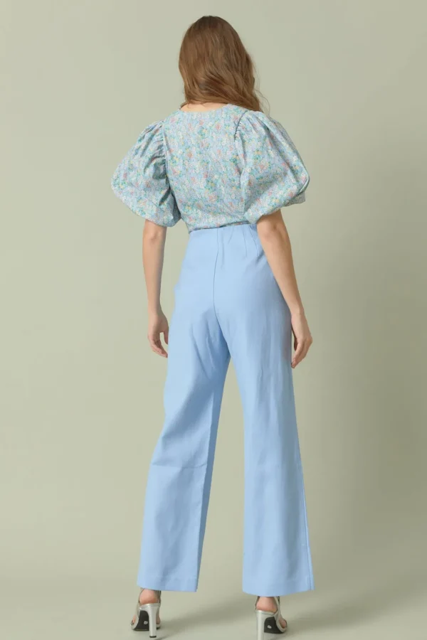 ENDLESS ROSE Tops*- Floral Puff Sleeve Cropped Top