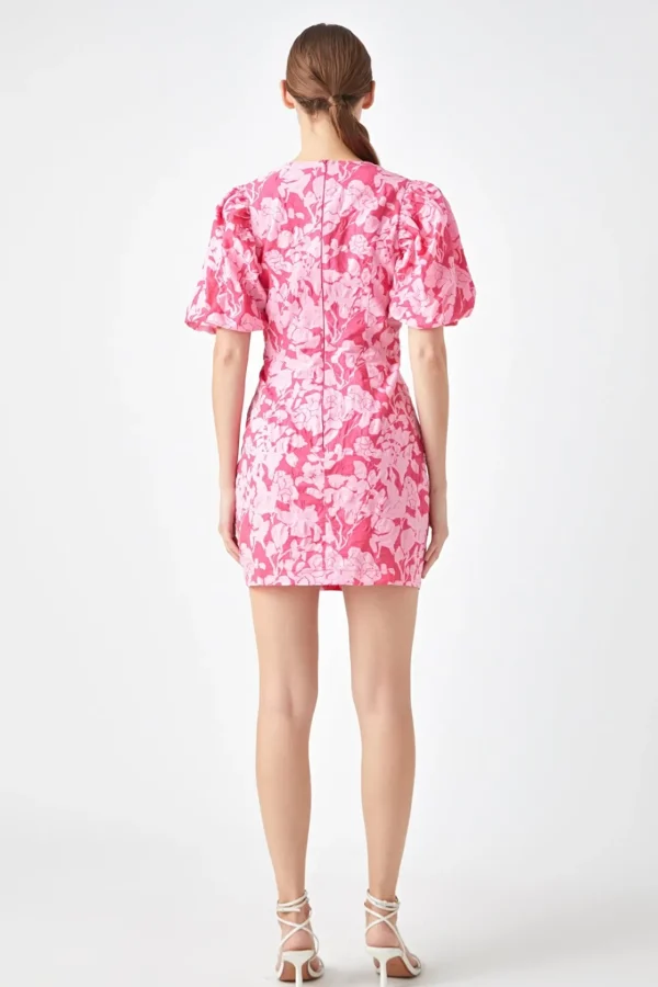 ENDLESS ROSE Floral Dresses | Tops*- Floral Puff Sleeve Mini Dress RED/PINK