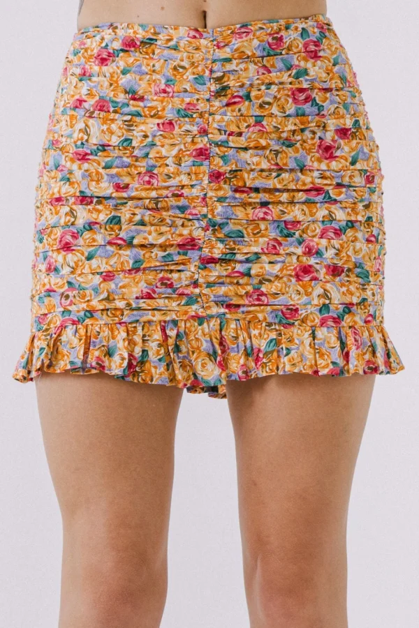 ENDLESS ROSE Skirts | Tops*- Floral Ruched Detail Mini Skirt MULTI