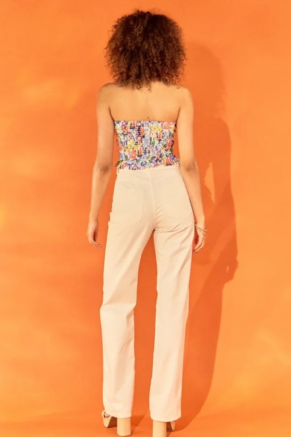 ENDLESS ROSE Tops*- Floral Ruched Strapless Top MULTI