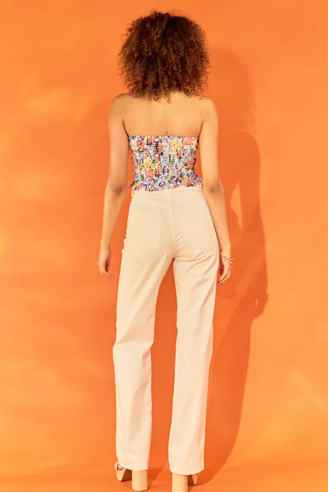 endless_rose__floral_ruch_3.webp ENDLESS ROSE Tops*- Floral Ruched Strapless Top MULTI