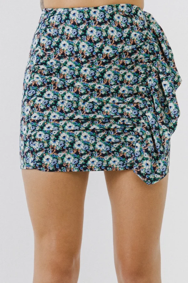 ENDLESS ROSE Skirts | Tops*- Floral Ruffled Skirt NAVYMULTI