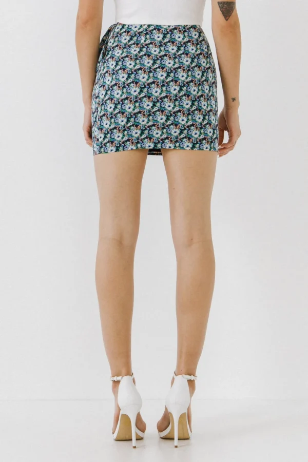 ENDLESS ROSE Skirts | Tops*- Floral Ruffled Skirt NAVYMULTI