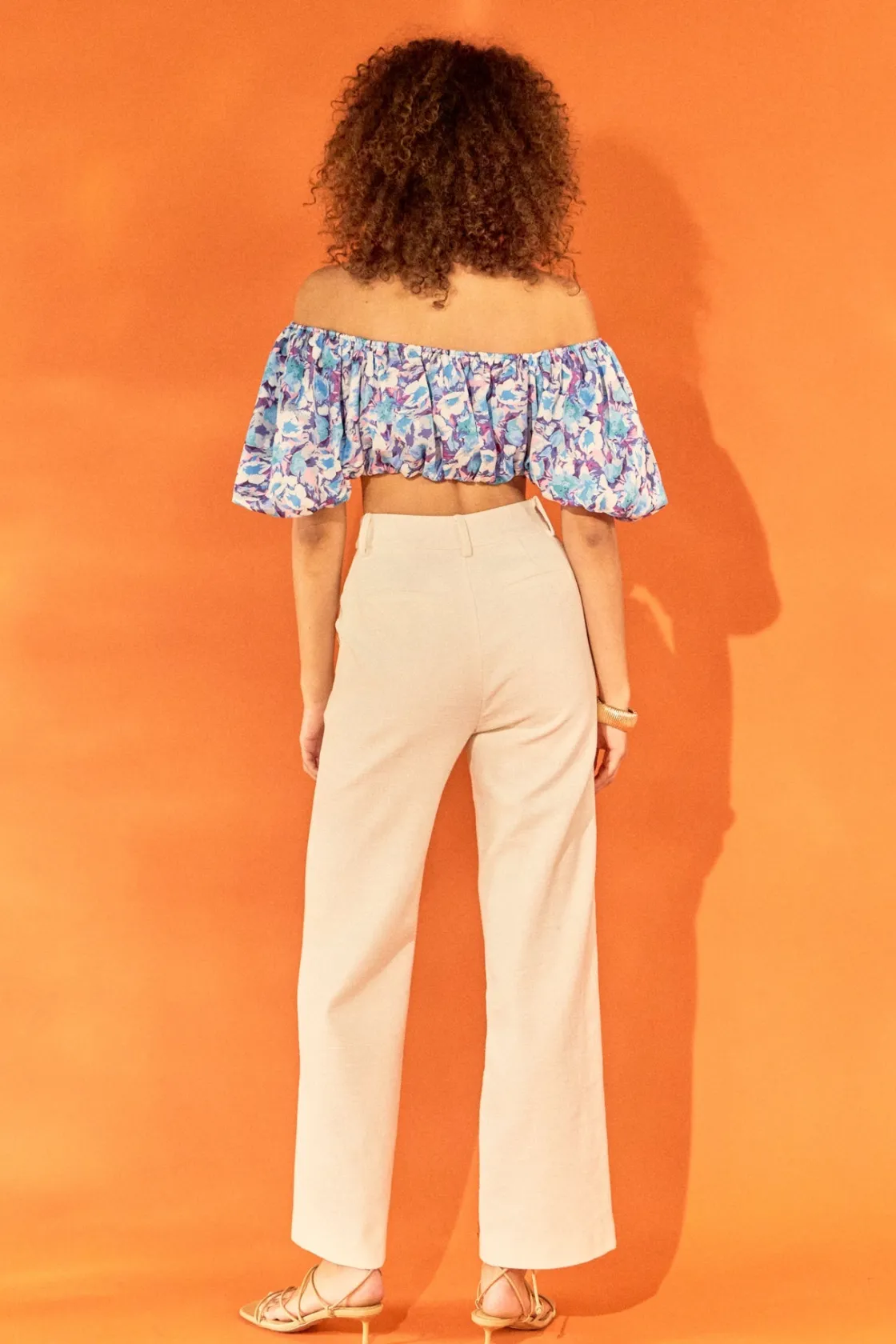 endless_rose__floral_sati_3.webp ENDLESS ROSE Tops*- Floral Satin Effect Crop Top BLUEMULTI