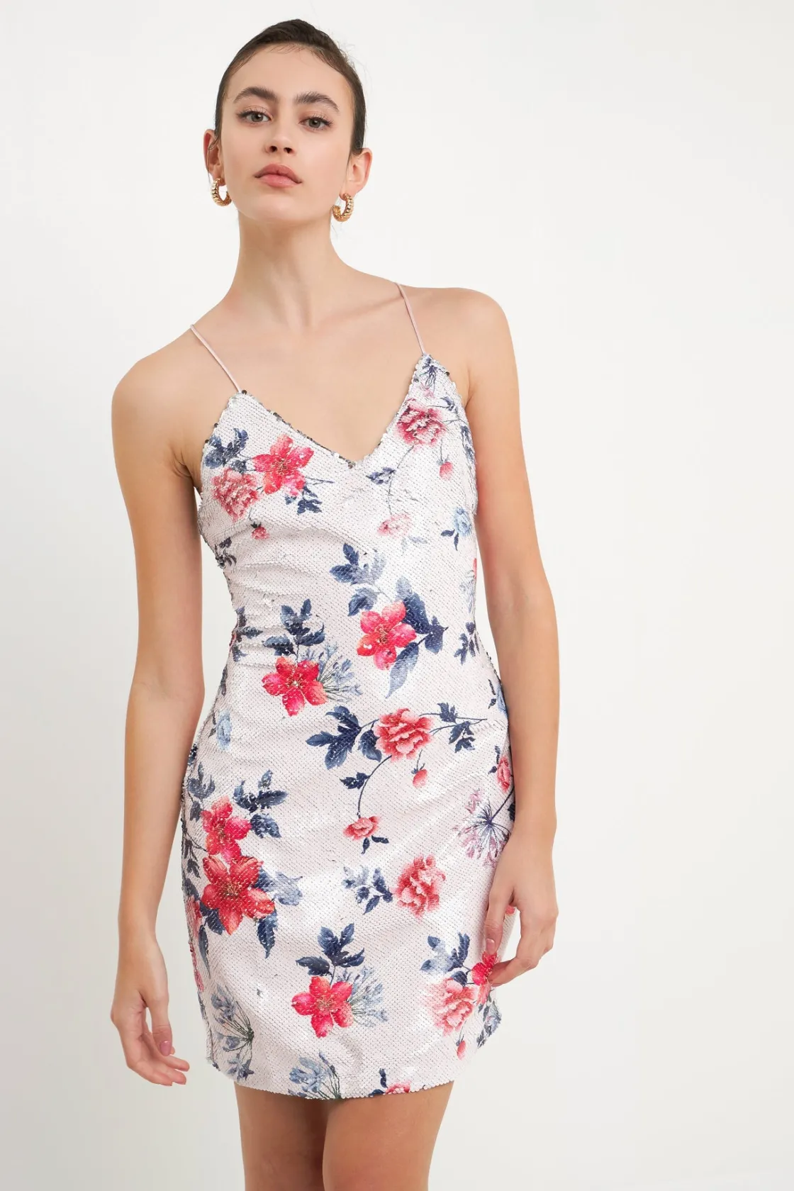 endless_rose__floral_sequ_2.webp ENDLESS ROSE Tops*- Floral Sequin Strappy Dress MULTI