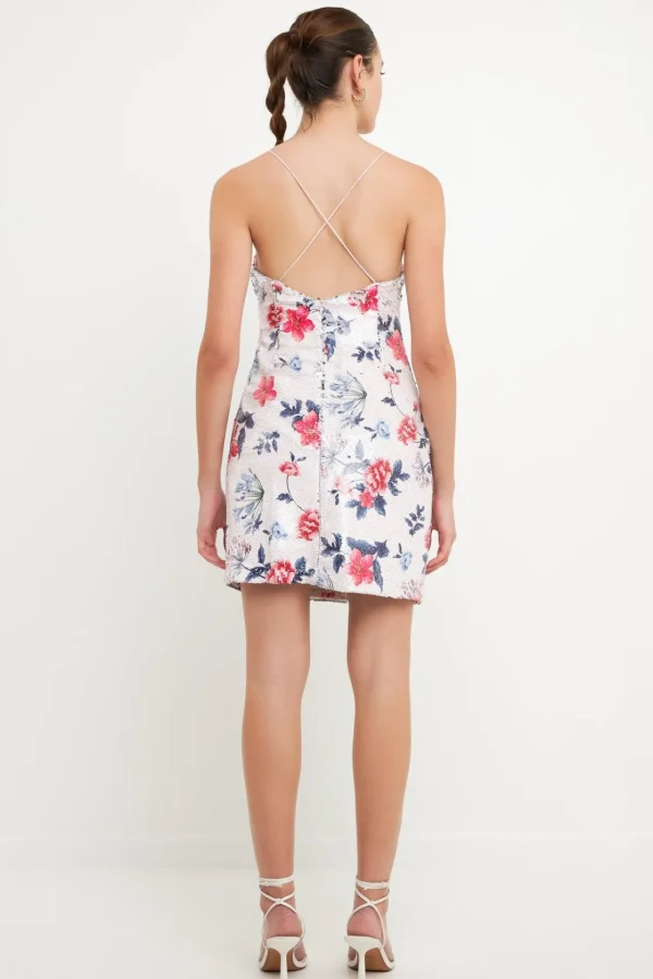 ENDLESS ROSE Tops*- Floral Sequin Strappy Dress MULTI