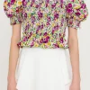 ENDLESS ROSE Tops*- Floral Smocked Top WHITEMULTI