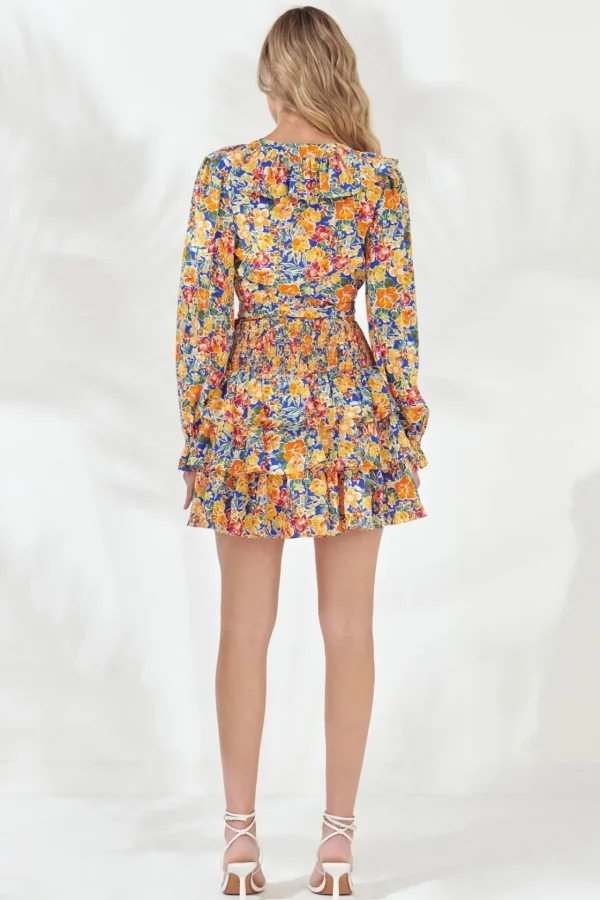ENDLESS ROSE Skirts | Tops*- Floral Smocked Tiered Mini Skirt BLUE