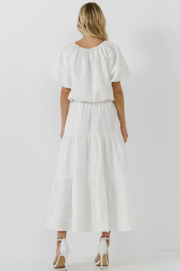 ENDLESS ROSE Skirts*- Floral Textured Maxi Skirt WHITE