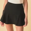 ENDLESS ROSE Tops*- Flounce Mini Skort with Waist Tie BLACK